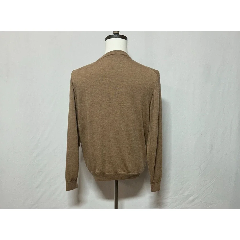 Hart Schaffner Marx Sweater Mens Large Tan Extra‎ Fine Merino Wool Long Sleeve
